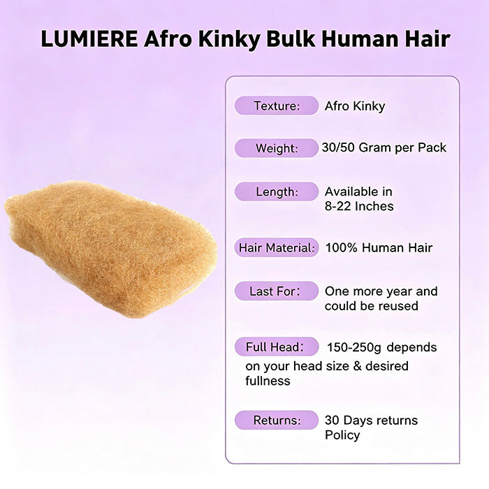 #27 Honey Blonde Afro Kinky Bulk Human Hair For Braiding Hair 50g/30g/pc Virgin Brown Remy Human Hair Extension
