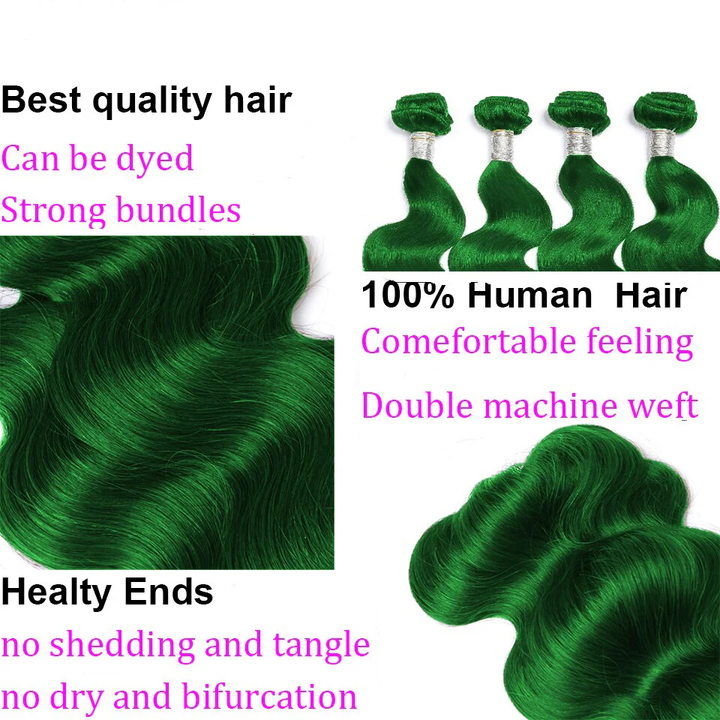 Lumiere Grass Green Body Wave 2 Bundles 100%  Human Hair Extension