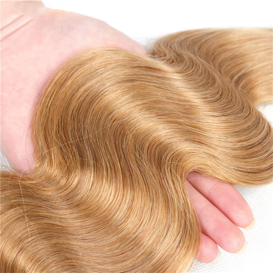lumiere Couleur # 27 Brun clair vague de corps 4 Bundles 100% Extension de Cheveux Humains Vierges 