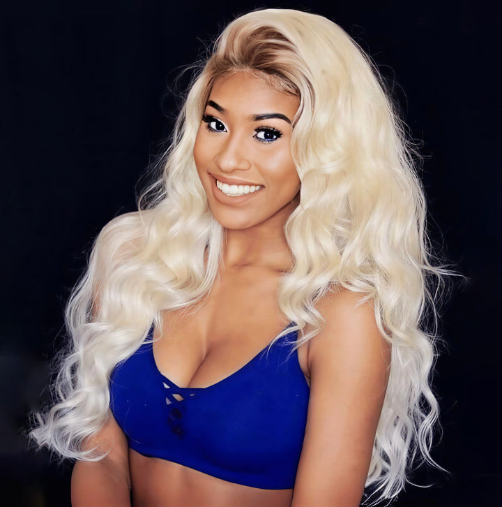 Root4/613 Body/Straight Human Hair Body/Straight Wigs Transparent  Lace Frontal Wig 200% Density Wigs For Women