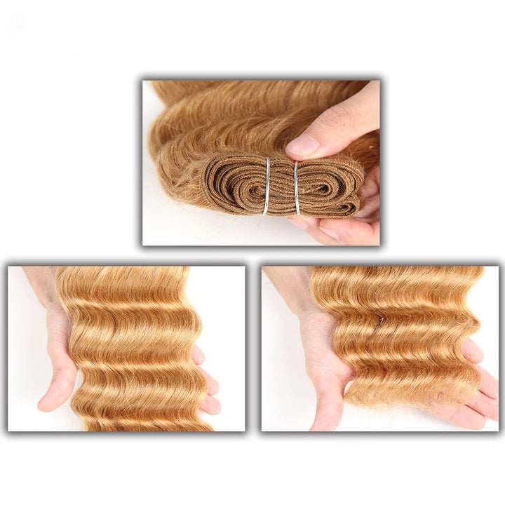 lumiere Color #27 loose deep 3 Bundles Human Hair Weft for African American Women 10-30 Inch