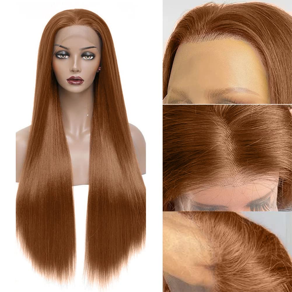 #350 Ginger Straight HD Transparent Lace Front Wigs Pour Femmes Cheveux Humains 