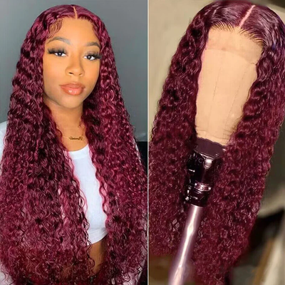 Lumiere #33 Reddish Brown Wig Deep Wave 13x6 Transparent Lace Human Hair Wigs