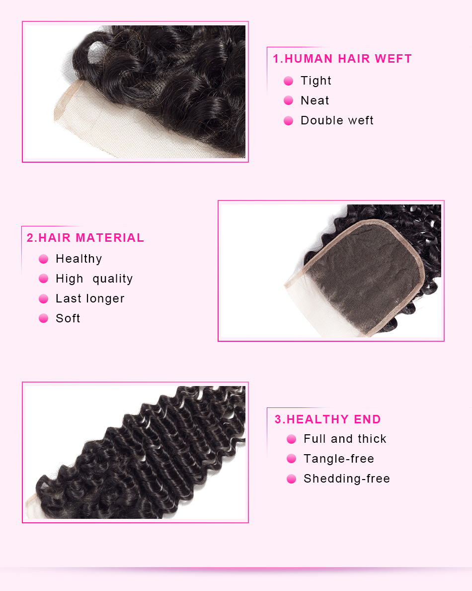 Deep Wave 4 Bundles With Closure 6x6 lace 100% virgin human hair