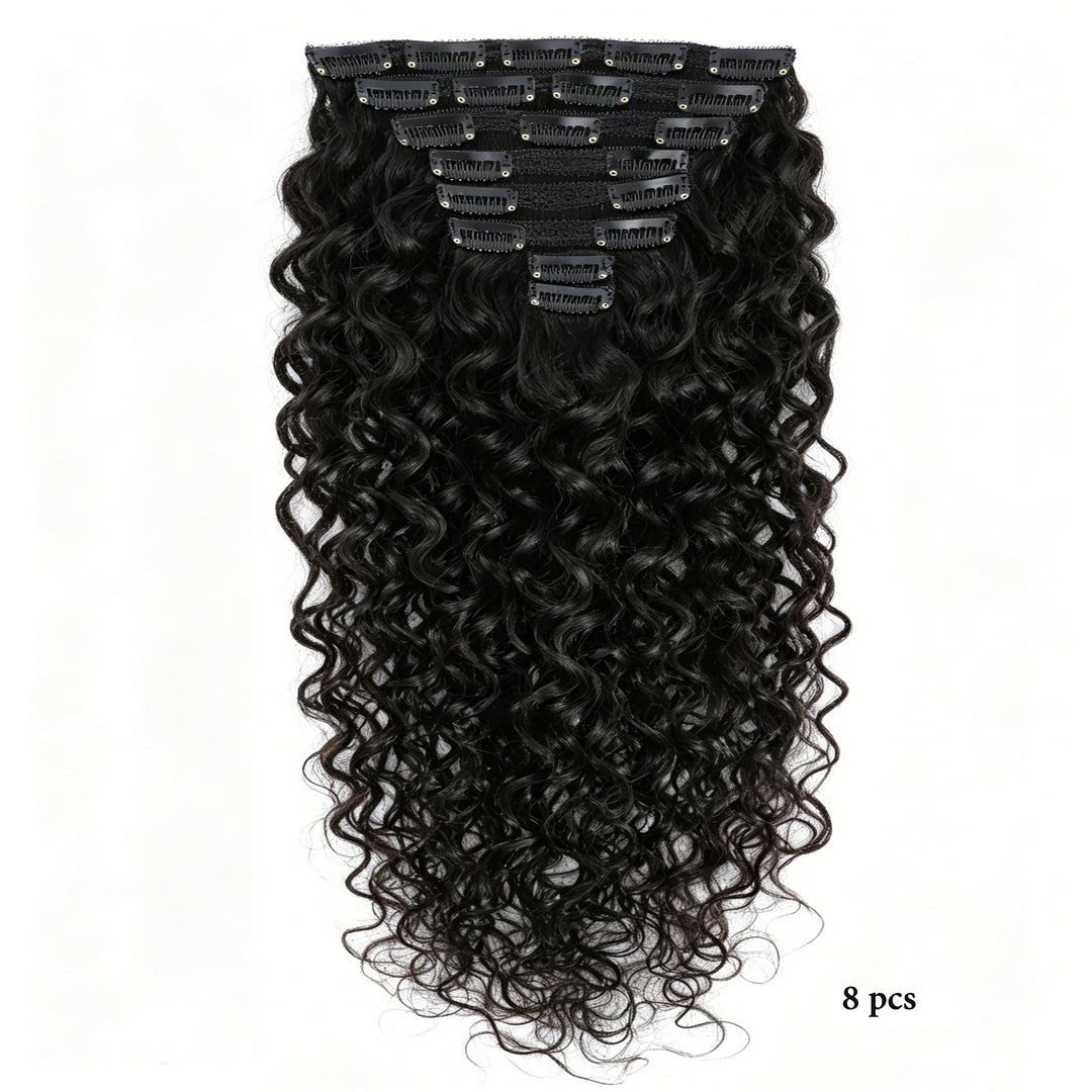 Ship In 24Hours-Lumiere Water Wave Clip In Human Hair Extensions Natural Color 8 Pieces/Set 120G  10piece/set 160g