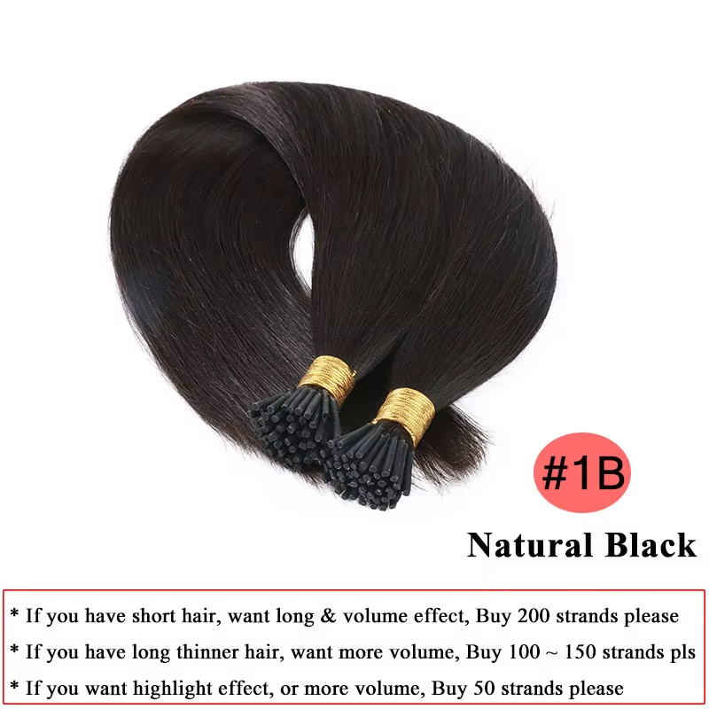 Straight  Hair  I Tip Natural Bundles 1g/Strand Original Real Highlight Extension De Cabello Humano Braiding Pelucas 100 strands/1pack