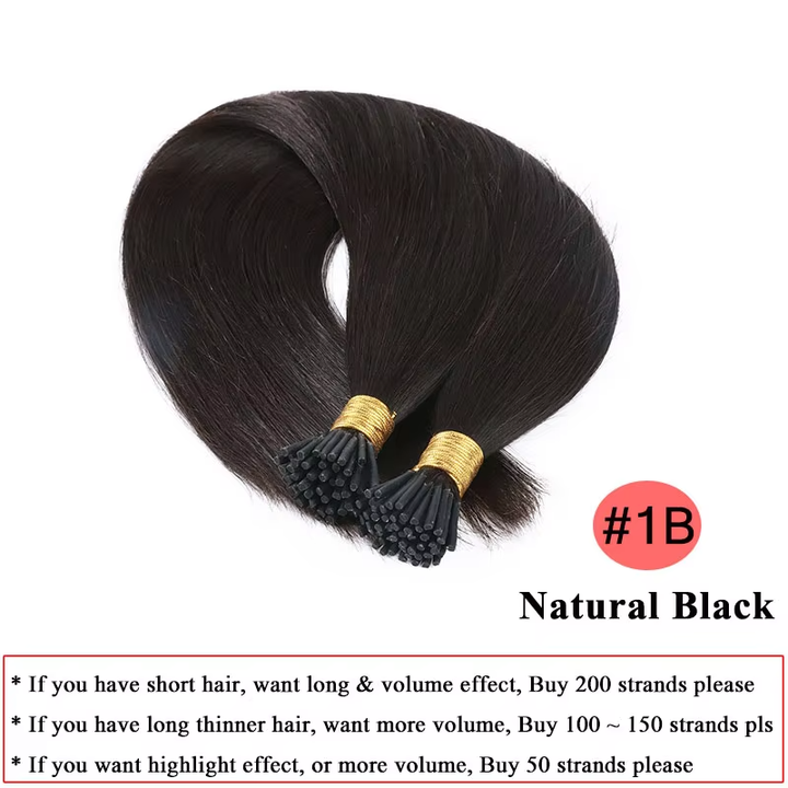 Straight  Hair  I Tip Natural Bundles 1g/Strand Original Real Highlight Extension De Cabello Humano Braiding Pelucas 100 strands/1pack