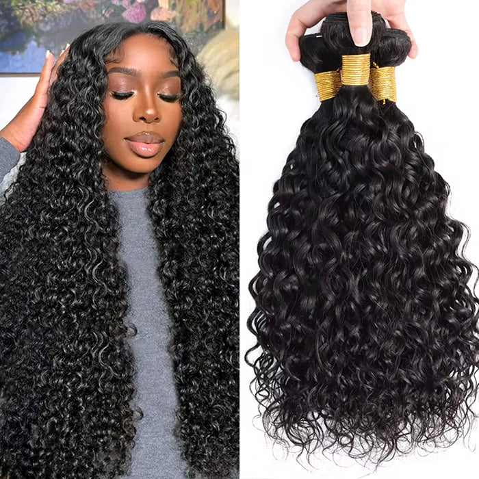 (H1)lumiere Peruvian Water Wave Virgin Hair 3 Bundles Human Hair Extension 8-40 inches