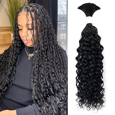 Human Braiding Hair Natural Black One Bulk Water Wave Human Hair for Braiding No Weft 100% Unprocessed Brazilian Remy Human Hair