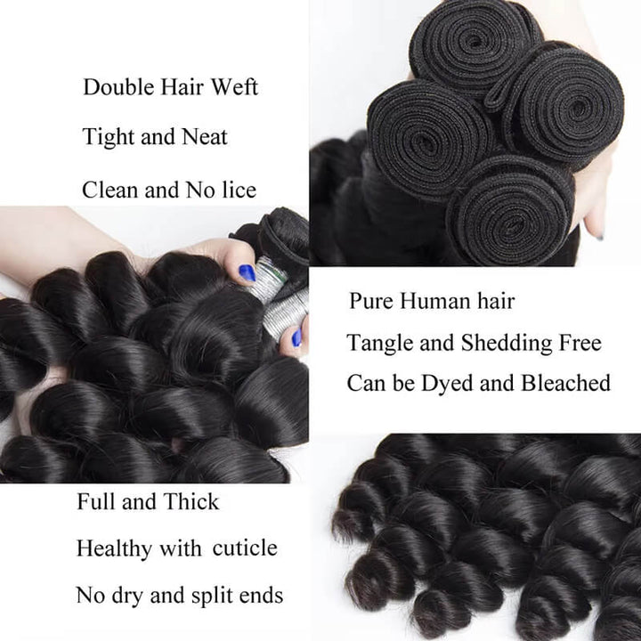 lumiere 1 pièce Loose Wave Bundle Extension de cheveux humains vierges