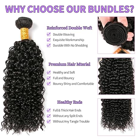 lumiere 15A Kinky Curly 3 Bundles Virgin Human Hair Extensions 10-24 inches