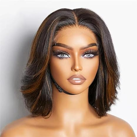 Lumiere Highlight Honey Blonde Short Pixie Bob 13x4 Lace Frontal Human Hair Wigs For Black Women HDZ