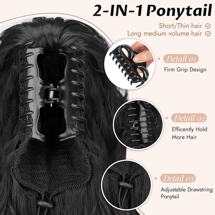 Extensions de cheveux humains de queue de cheval de griffe de vague de corps 