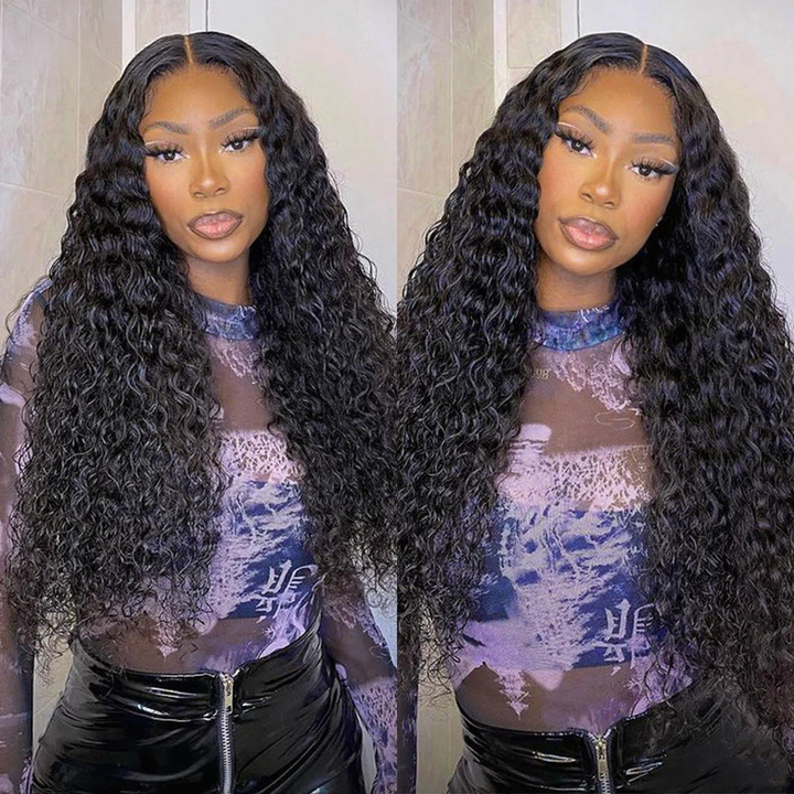 Lumiere 7x5 Pre Cut Lace Ready To Go Wigs Water Wave Human Hair Wig PrePlucked Glueless Wig Ready To Wear