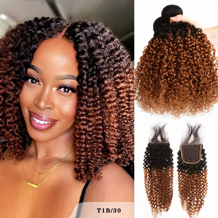 Mettez en surbrillance P4 / 27 Water Wave 3 Bundles avec des cheveux brésiliens transparents à fermeture à lacet 4X4 
