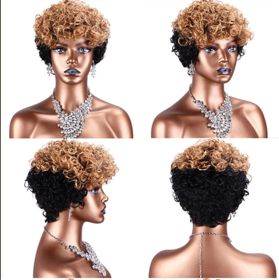 Short Human Hair Wigs Pixie Cut Curly Brazilian Hair for Black Women Machine Made Human Hair Wig