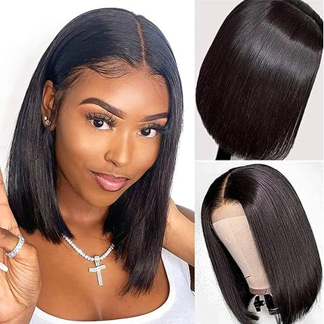 Wear &amp; Go Glueless Wavy Bob 13x4 / 4X4 Lace Front Glueless Human Hair Wigs Pour Les Femmes Noires 