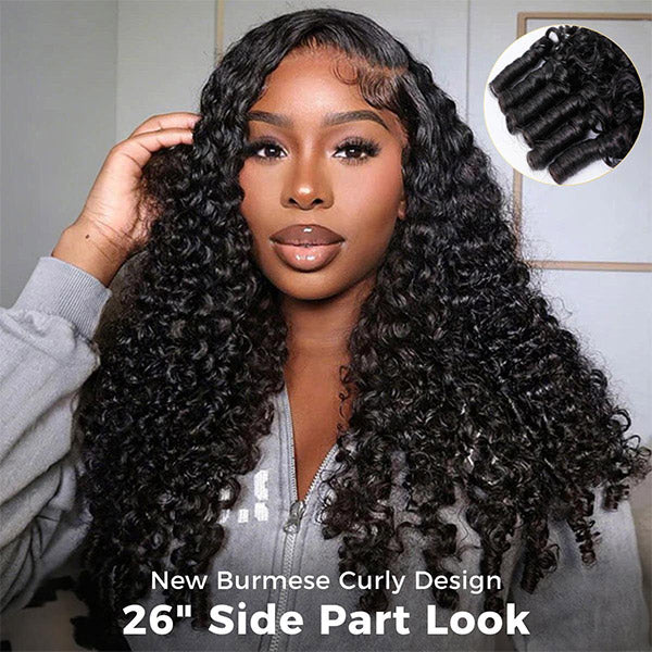 [New In] Burmese Curly 5x5 Lace Closure Wigs human hair wig with Spiral End 200% Density for Black Women