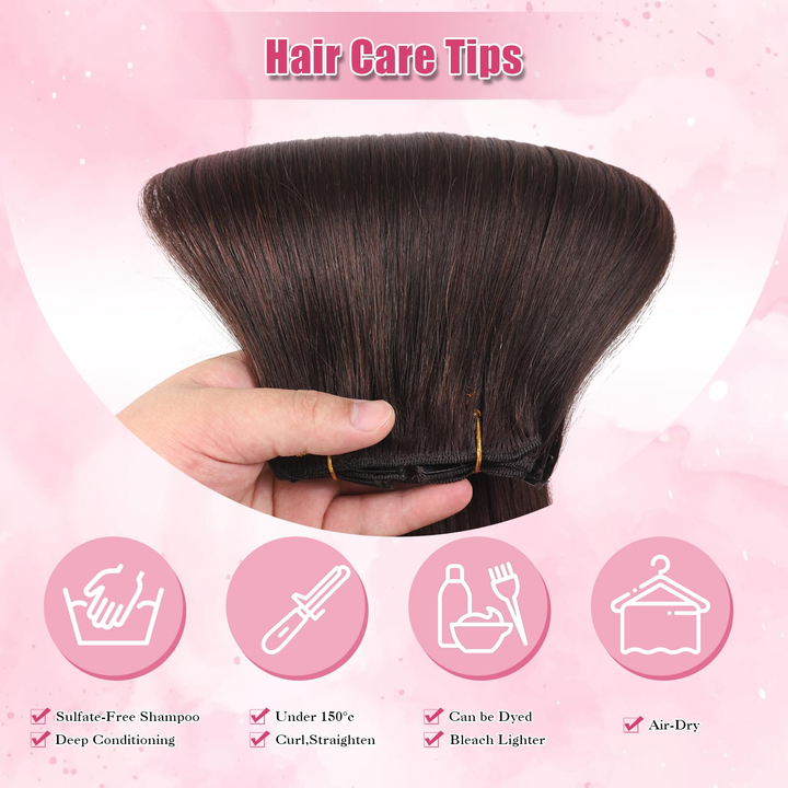 #2 Straight Clips In 8PCS 120 Grams/Set Human Hair Extension For Women