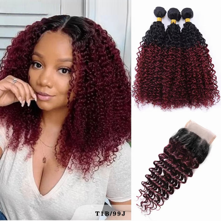 Mettez en surbrillance P4 / 27 Water Wave 3 Bundles avec des cheveux brésiliens transparents à fermeture à lacet 4X4 