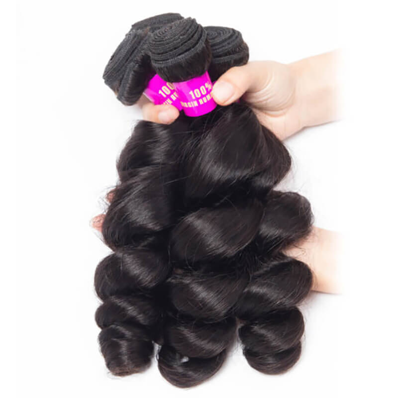 (B1)Loose Wave 3 Bundles Human Hair Raw Virgin Unprocessed Extensions(Ship In 24Hours)