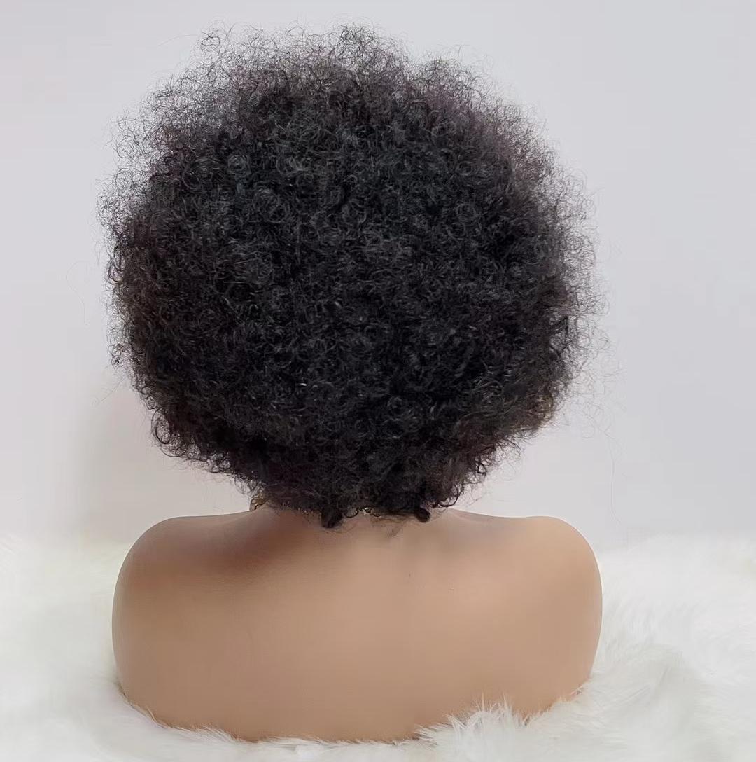 Natural Black 13x4 Lace Frontal New Pixie Cut Afro Kinky Curly Wig Explosive Hair Wigs For Women