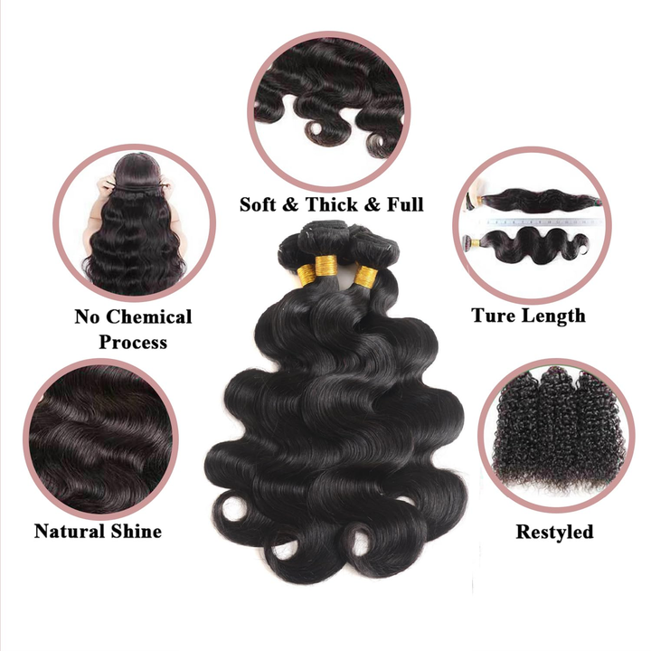 lumiere 15A Indian Body Wave 4 Bundles Virgin Human Hair Extension