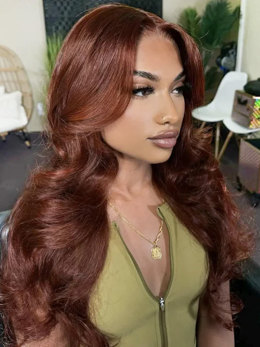 [Glueless Wig] Upgrade Lumiere 33# Reddish Brown Body Wave 13x4 Lace Wigs Wear On The Daily Wig