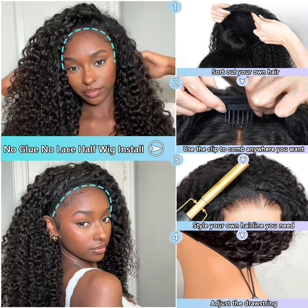 Perruque brésilienne de cheveux humains sans colle U Part Water Wave 