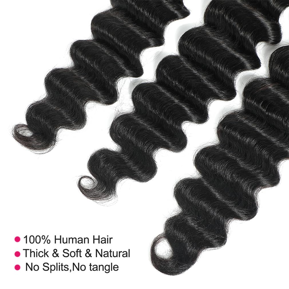 lumiere 15A Loose Deep Wave 3 Bundles Human Hair Extension 10-24 inches
