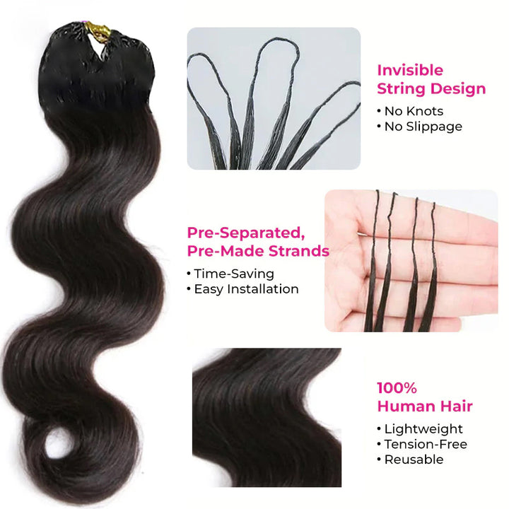 Lumiere Body Wave Feather Crochet Human Hair for Boho Braid Styles Miracle Knots Compatible