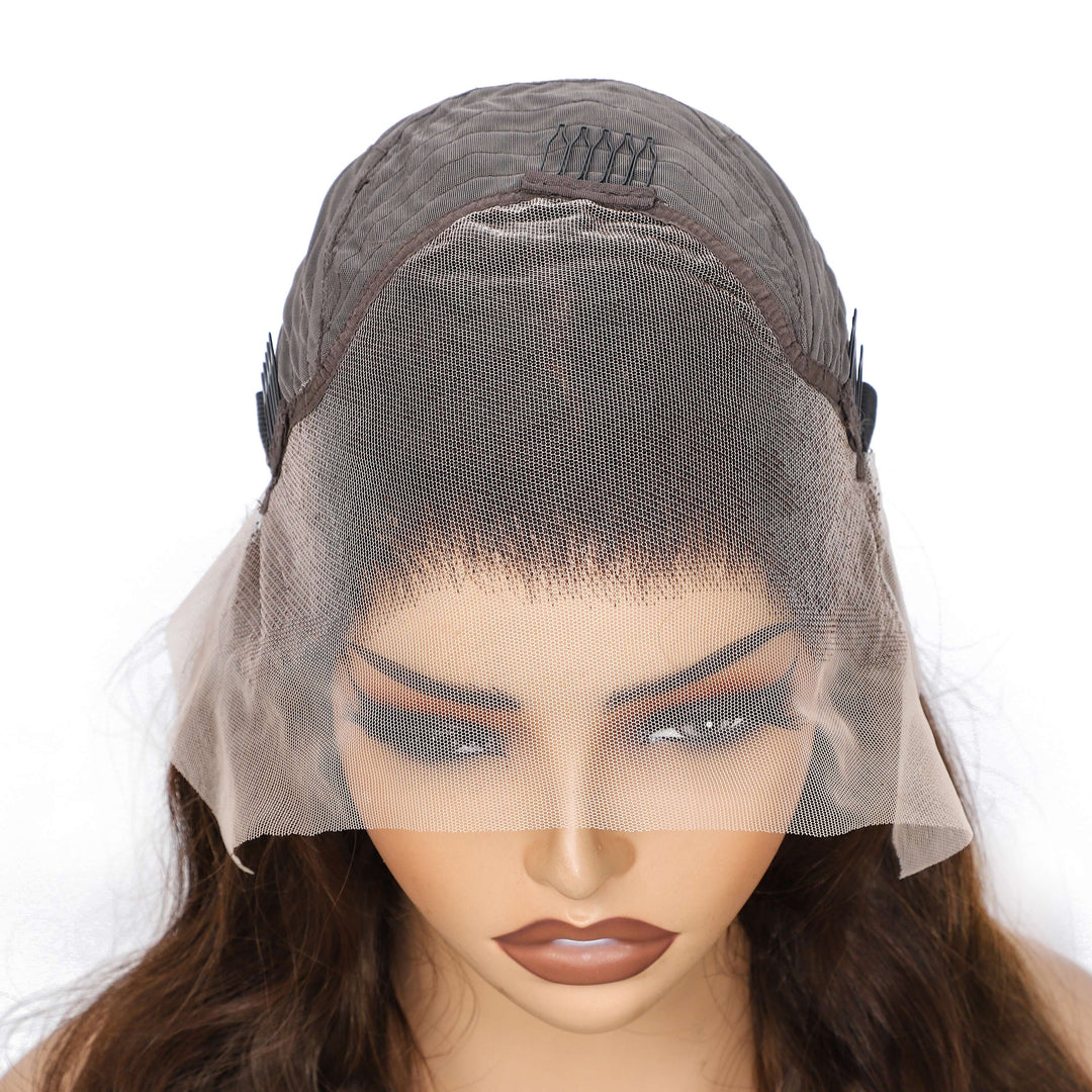 AMZ Lumiere #4 Color & Chocolate Brown Body Wave Wig 13x4 Lace Front Human Hair Wig 200% density