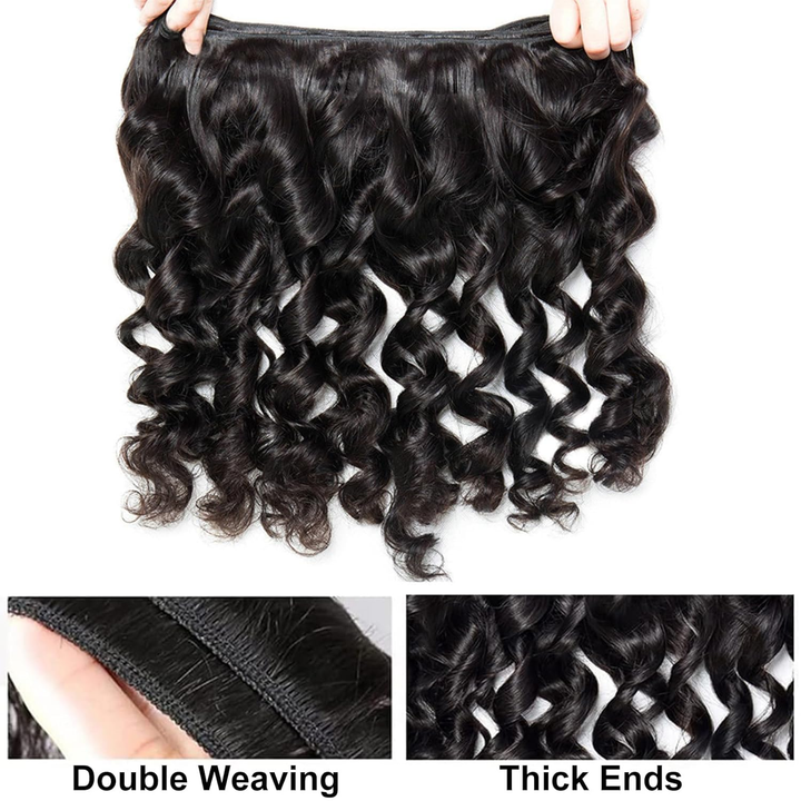 (B2) Loose Wave 4 Bundles  Human Hair  100% Brazilian Raw Human Hair for Women