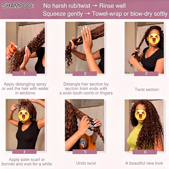 #4 Brown Deep Wave Feather Crochet Human Hair Miracle Knots 100% Real Remy Human Hair Extensions