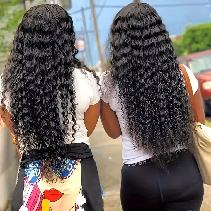 (B2) 4 Bundles Deep Wave Human Hair  100% Brazilian Raw Human Hair for Women