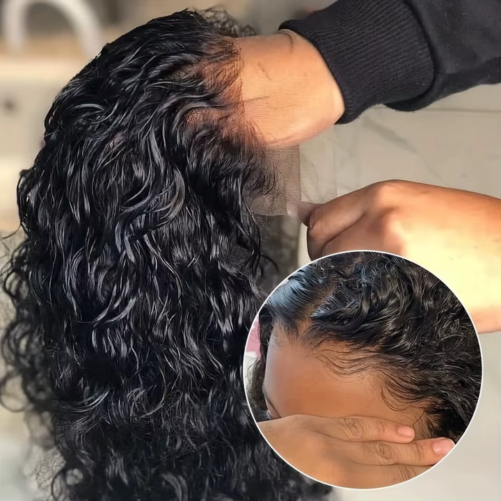 Skunk Stripe Noir et Bleu Ombre Body Wave 13x4/4x4 Lace Front Wig 