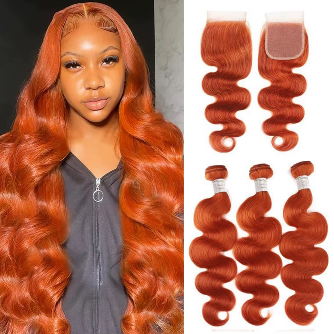 #4 Brown Body Wave 3 Bundles avec 4X4 Lace Closure 100% cheveux humains vierges 