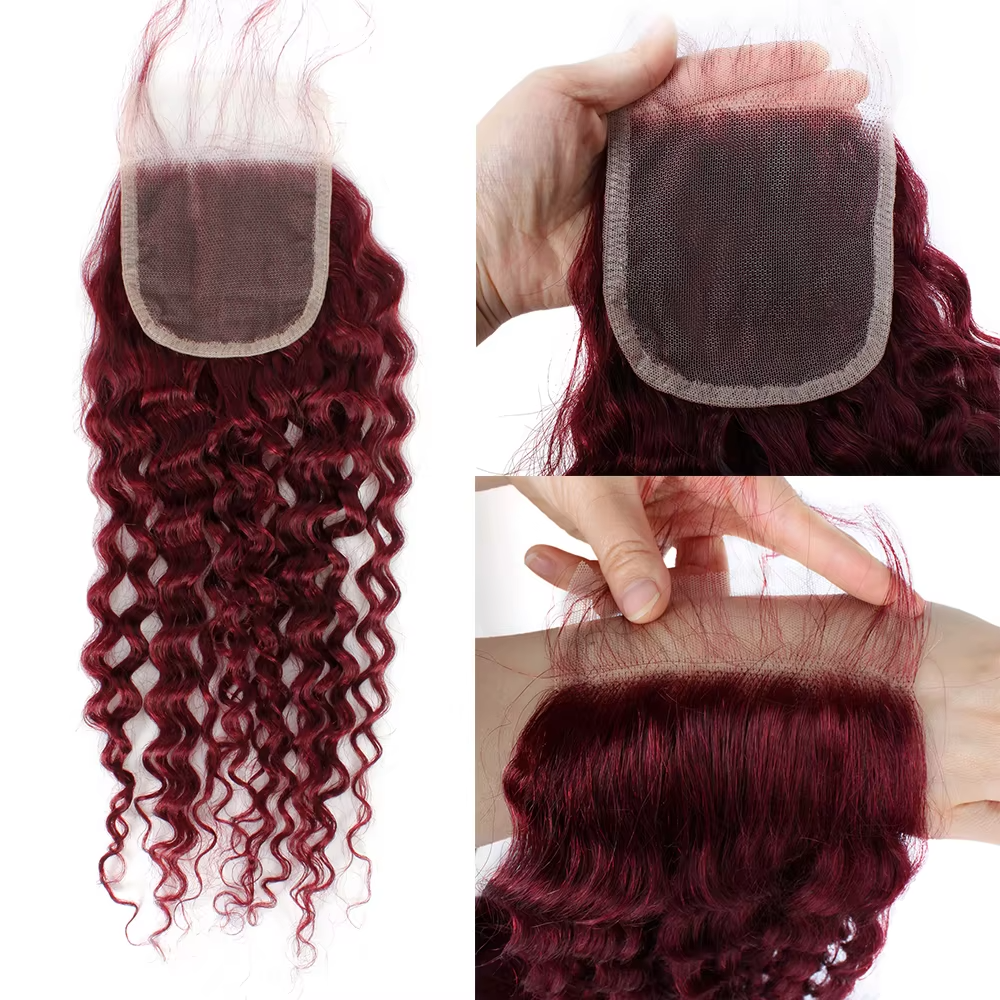 350 Ginger Orange Deep Wave 4 Bundles avec 4x4 Lace Closure Brazilian Remy Hair 