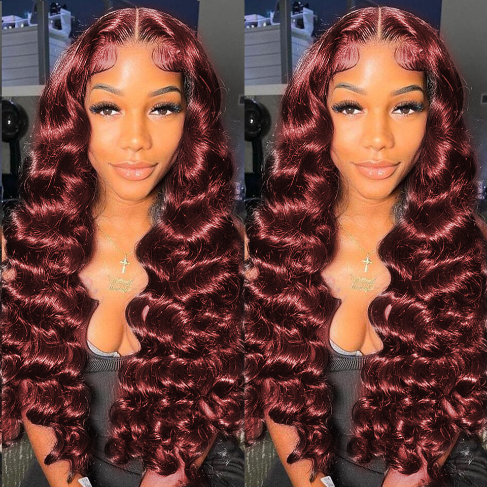 Red Bundles #99j Loose Wave 4 Bundles Peruvian Hair Weave virgin Human Hair Extensions