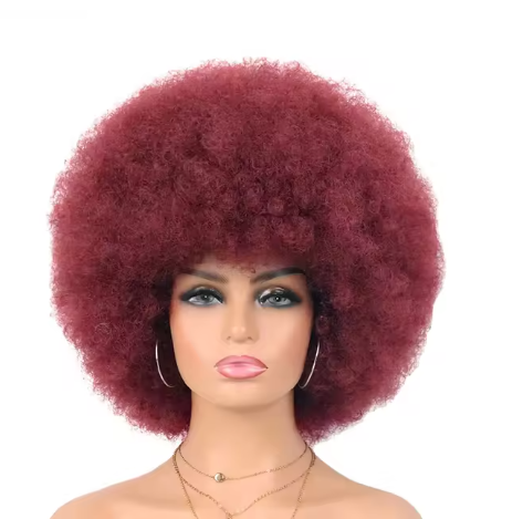 New Pixie Cut Colored Fluffy Afro Kinky Curly Wig For Women Human Hair Full Machine Explosive Hair Wigs