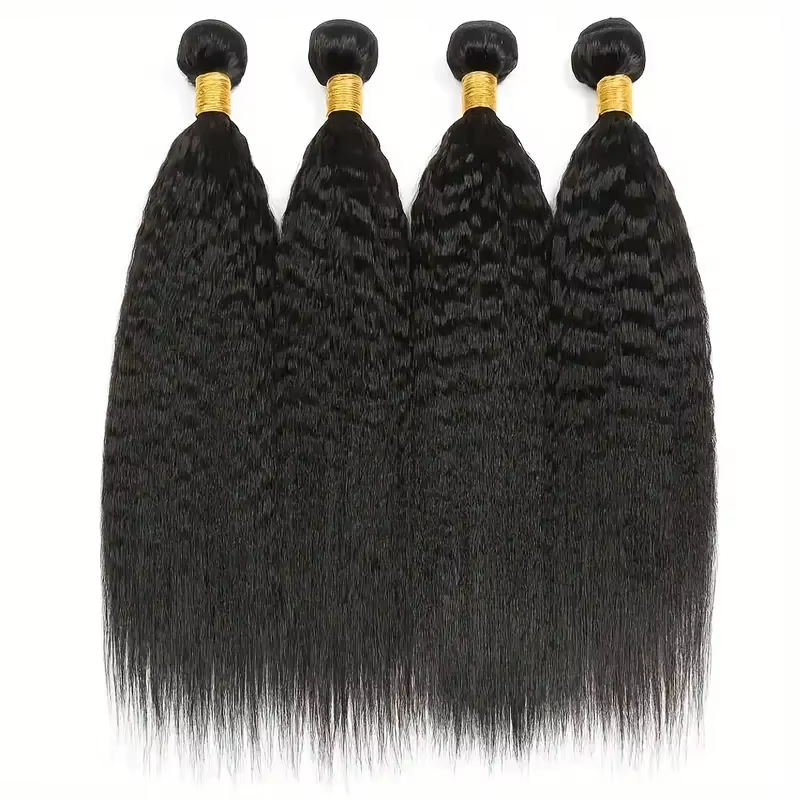 Lumiere 15A Kinky Straight Human Hair 4 Bundles With Closure Brazilian Transparent 4x4 Lace Closure And Bundles 100% Human Hair Extensions
