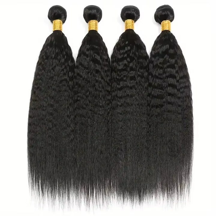 Lumiere 15A Kinky Straight Human Hair 4 Bundles With Closure Brazilian Transparent 4x4 Lace Closure And Bundles 100% Human Hair Extensions