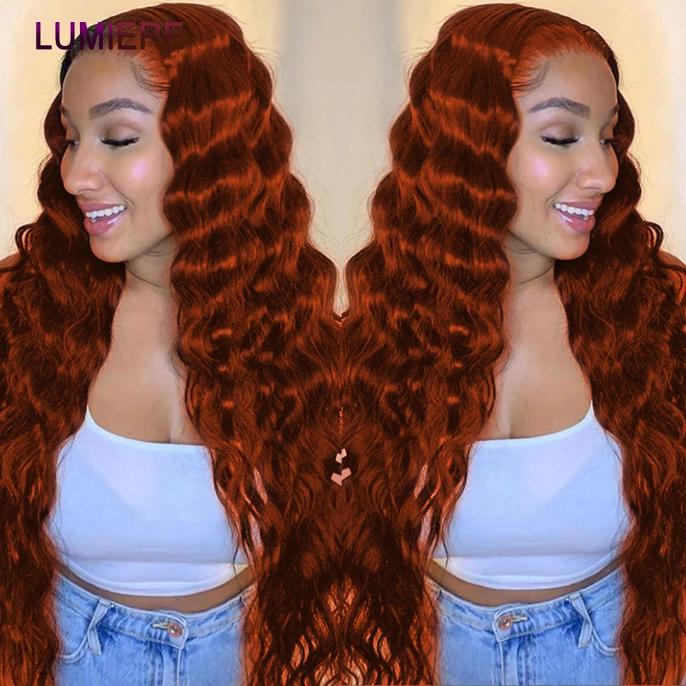 #350 Ginger Orange Color Loose Deep Wave Human Hair 3 Bundles With 4x4 Lace Closure Soft Thick Ginger Weave Bundles(No Code Need)