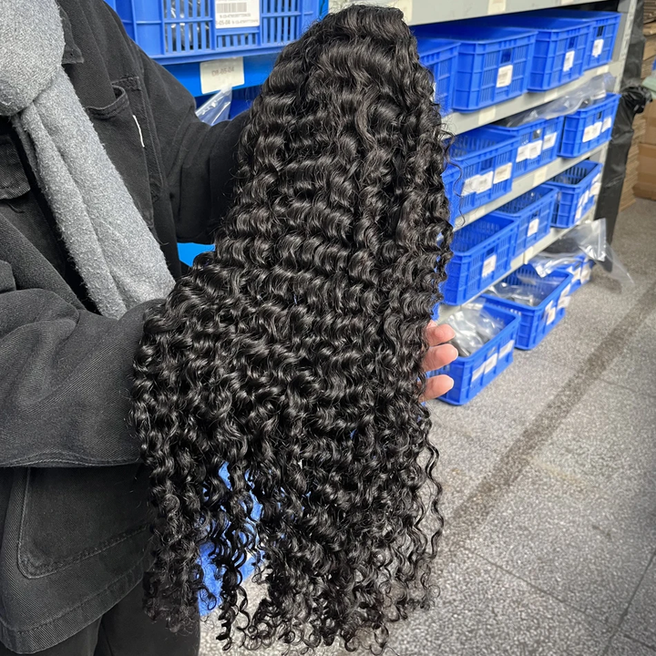 Deep Wave 7x5 Lace Glueless Wig Human Hair Pre Cut Lace Closure Ready To Wear Deep Wave Wig For Women