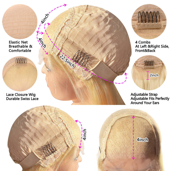 Lumiere #613 Blonde body Wave 13x4 Lace Frontal 4x4 HD Lace Human Hair Wigs (No Code Need)