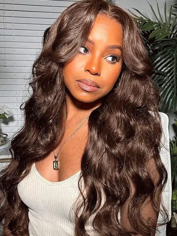 [Glueless Wig] Upgrade Lumiere Chocolate Brown Glueless Wig Body Wave 13x4 Pre Cut Lace  Ready To Go Human Hair Wig