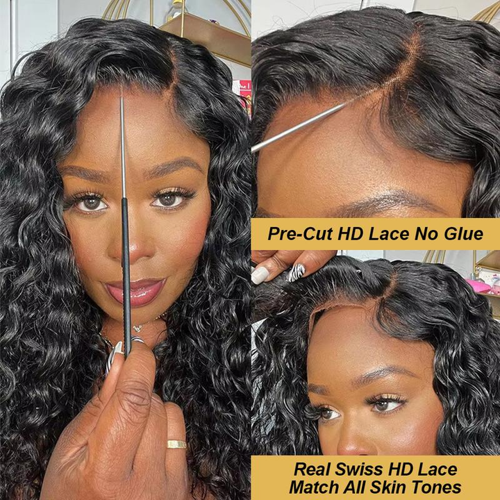 [Glueless Wig] Lumiere 7x5 Pre Cut Lace Ready To Go Glueless Wigs Water Wave Human Hair Wig PrePlucked Ready To Wear