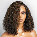 Lumiere #P1B/30 & #4 & Highlight Water Wave Bob 13X4 HD Lace Wig Human Hair Transparent Lace Frontal Wigs  For Women HDZ