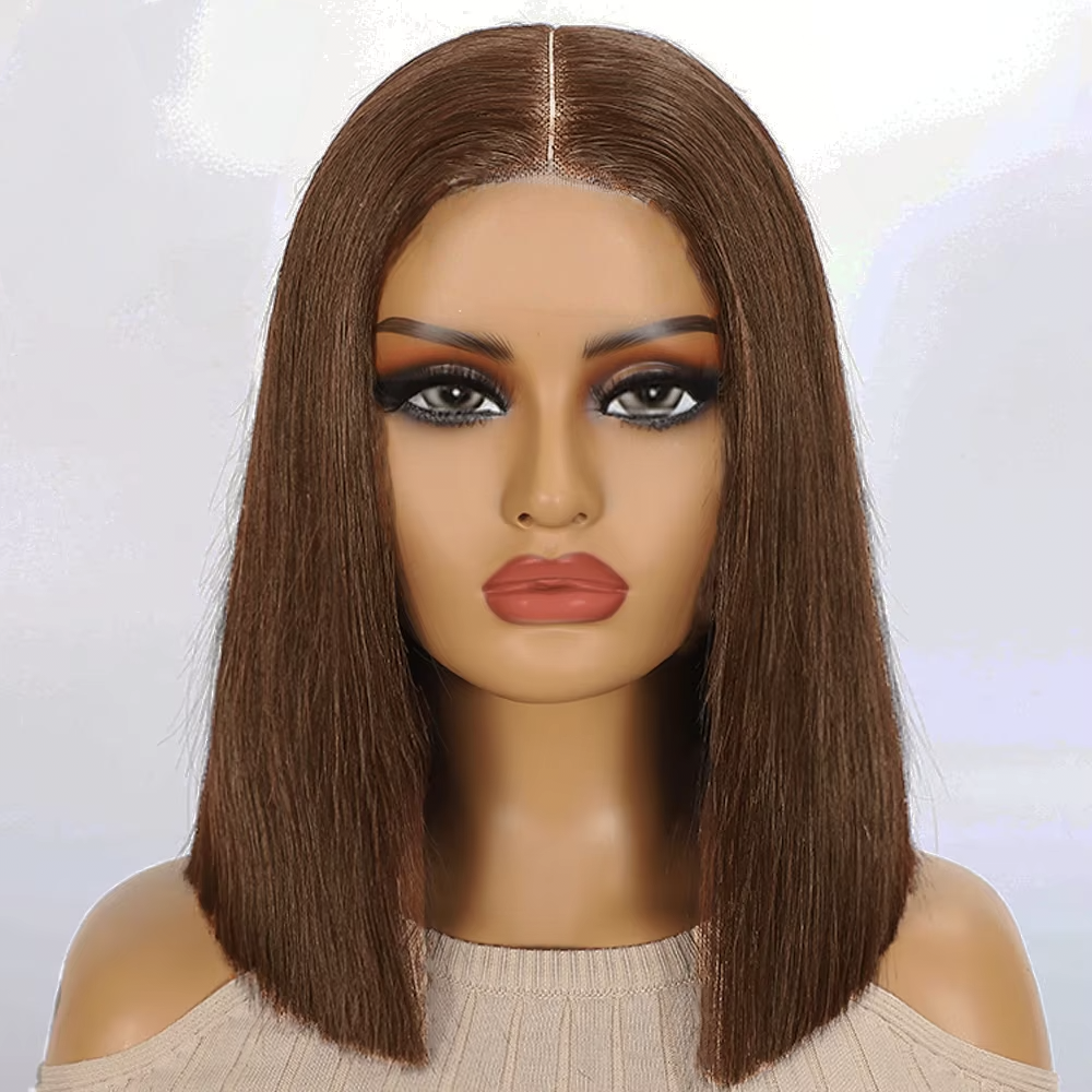 Perruque de dentelle sans colle pré-plumée de cheveux humains de vague de corps courte de dentelle frontale de Bob 