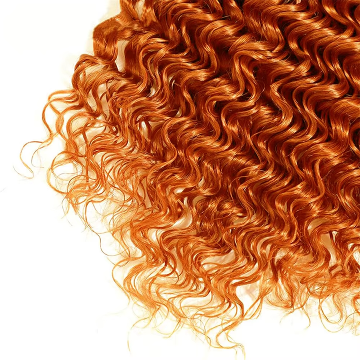 #350 Ginger Color Deep Wave 4 Bundles Remy 100% Cheveux Humains 
